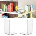 thumbnail image 2 of 4 Pcs Simple Bookends Clear Book Stoppers Acrylic Bookends Book Holders Stand Book End for Library Bedroom, 2 of 11