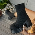 thumbnail image 2 of Wensltd Women Mid Calf Boots Thick Bottom Solid Color Autumn Winter Shoes Trendy Short Boots​, 2 of 9