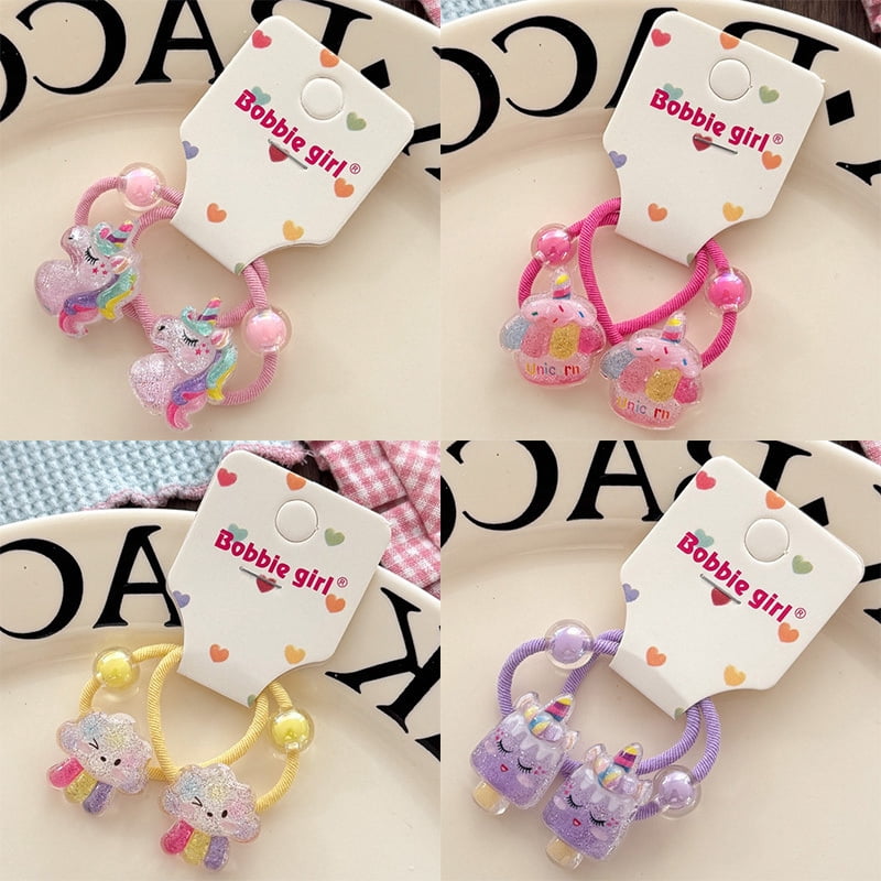 2PCS Lovely Sparkling Rainbow Elastic Hair Bands for Girls Children's Hair Accessories Baby Headwear Ties