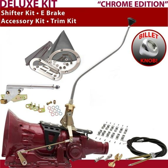 American Shifter AOD Shifter Kit Chrome 23 in. Swan E Brake Cable Clamp Trim Kit for F5B6E