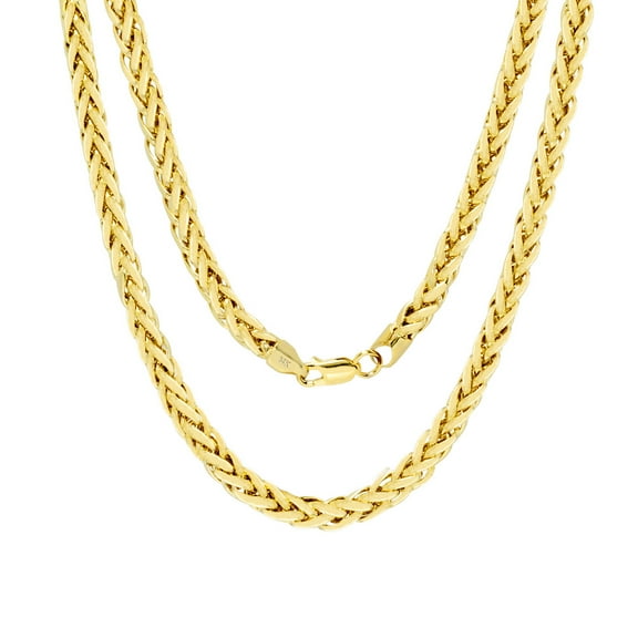 Nuragold 14k Real Yellow Gold Spiga Wheat 5mm Rounded Foxtail Palm Chain Necklace (16"-30") Italian Jewelry for Men