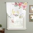 thumbnail image 2 of Pink Floral Tie Up Curtains for Windows, Adjustable Balloon Window Shades, Spring Flowers Elegant Pastoral Kitchen Window Treatments Farmhouse Short Curtains with Rod Pocket 42"x45", 2 of 8