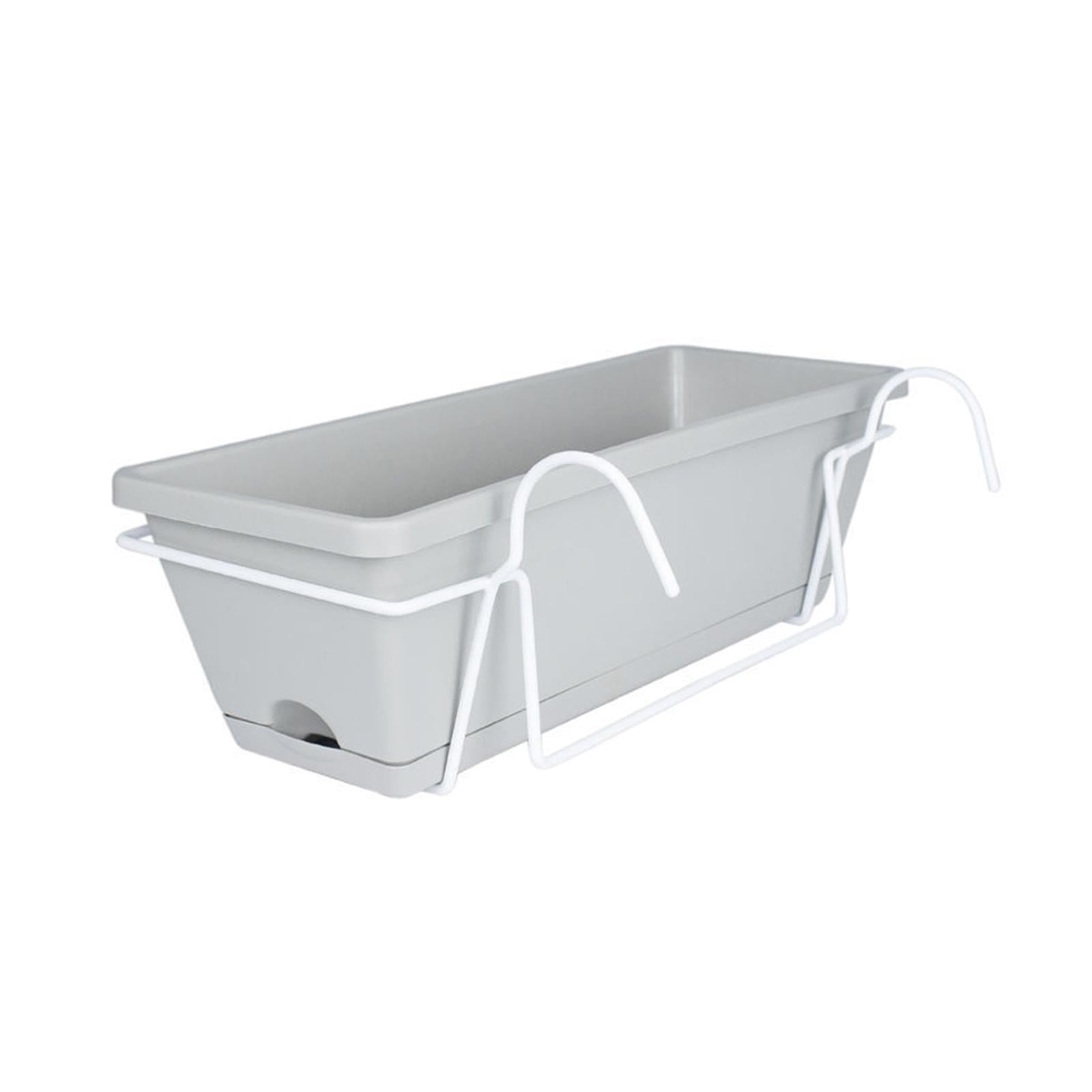 Railing Planter Pot, Window Box Planter, Detachable tray, Outdoor Wall Planter, Vegetable Flower Planter for Fence, Nursery Balcony Porch Light gray