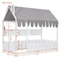 thumbnail image 3 of Aukfa Twin House Bed with Fence and Tent for Kids, Wooden Montessori Bed with LED Lights & Storage Shelves for Toddler Boys and Girls Bedroom, White, 3 of 8