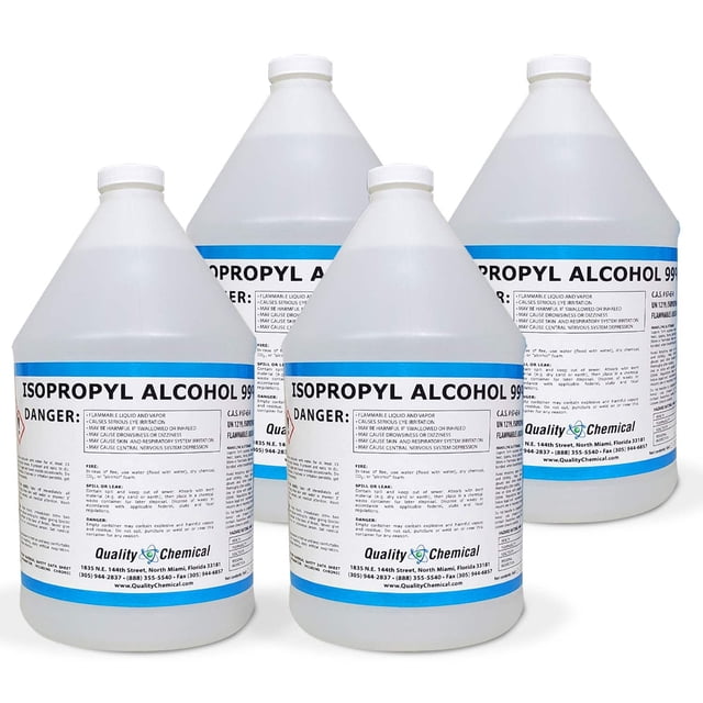 Alcohol isopropílico 99% de grado anhidro, caja de 4 galones
