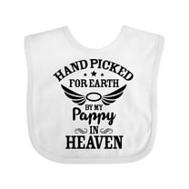 Inktastic Handpicked for Earth by My Pappy in Heaven with Angel Wings Boys or Girls Baby Bib