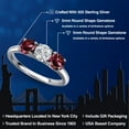 thumbnail image 2 of Gem Stone King 925 Sterling Silver Lab Grown Diamond and Red Rhodolite Garnet Engagement Ring for Women | 1.70 Cttw | Round 5MM | Gemstone April Birthstone | Size 8, 2 of 6