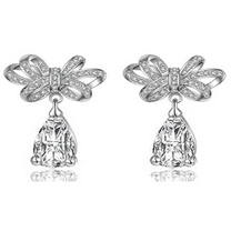 1CT Moissanite Pear & Round Cut Drop Earring 14K White Gold over Fine Jewelry for Women Gifts