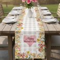 thumbnail image 4 of Mother's Day Table Runner 90 Inches, Spring Watercolor Floral Love Heart Grey Plaid Bed Runner Dresser Scarves Tabletop for Indoor Outdoor Parties/Ceremony/Banquet, 13" x 90", 4 of 9