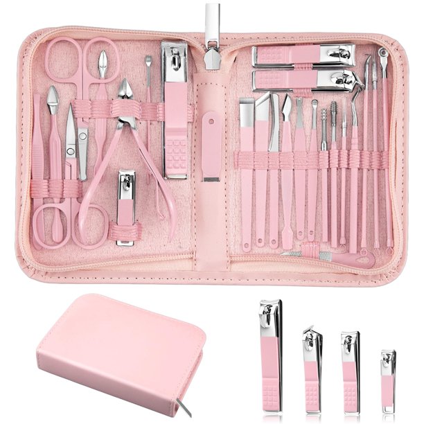 Set de manicura MINKINH de 26 piezas con herramientas y estuche de acero inoxidable