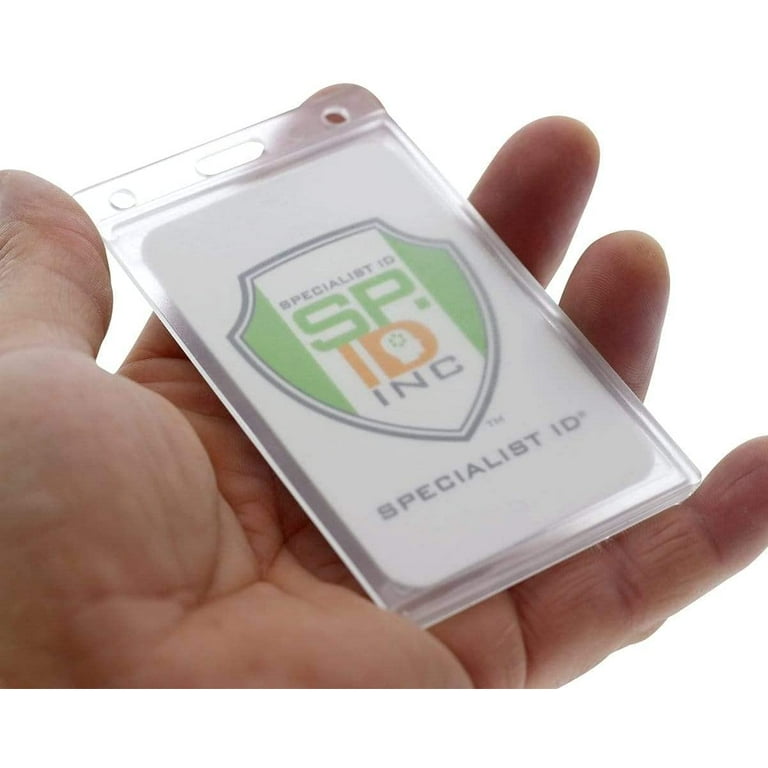 Badge Holder Vertical Hard Plastic - Slim & Durable Single ID Frosted Badge Protector (1840-6500)