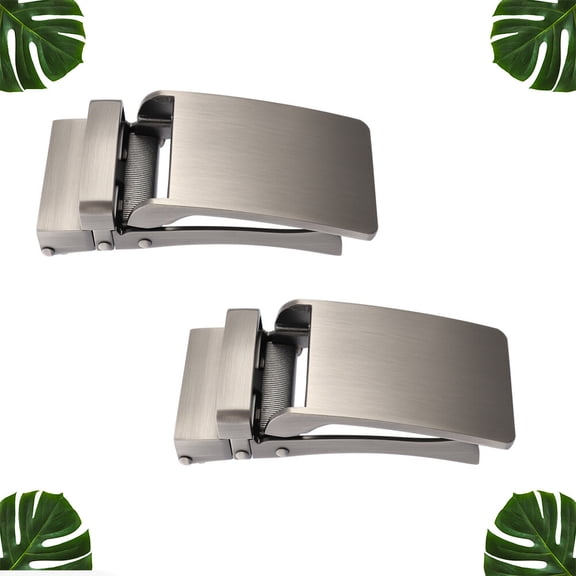 LEORX Men Businessman 2Pack Scratch-Resistant Easy to Assemble and Disassemble Silver Metal Buckle