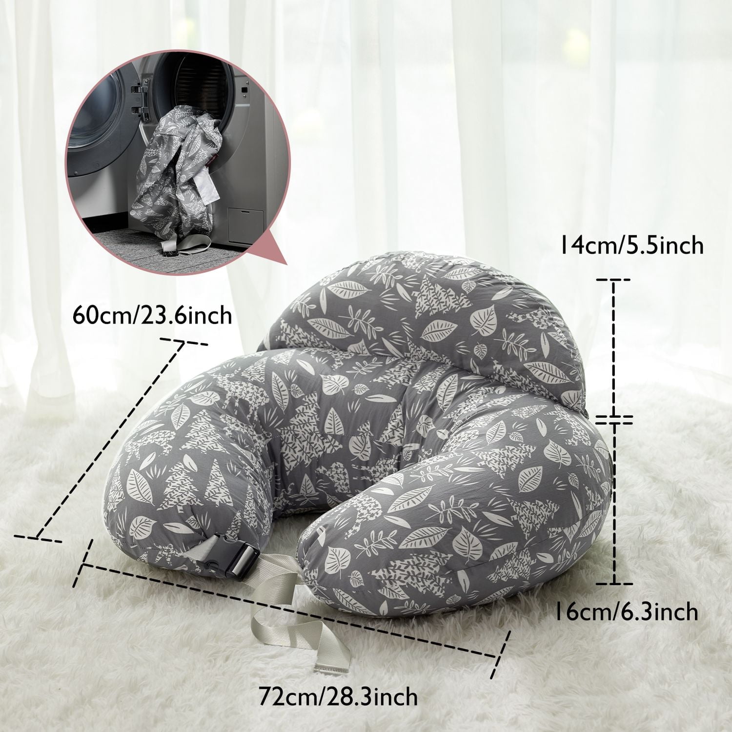 Momcozy Original Coussin d'allaitement, coussin d'allaitement ergonomique avec barrière de sécurité pour bébé - Gazelle