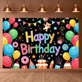 thumbnail image 5 of LUUFILx Colorful Birthday Themed Banner with Balloons Cupcakes and Stars Happy Birthday Party Decoration Backdrop Photography Props, 5 of 7