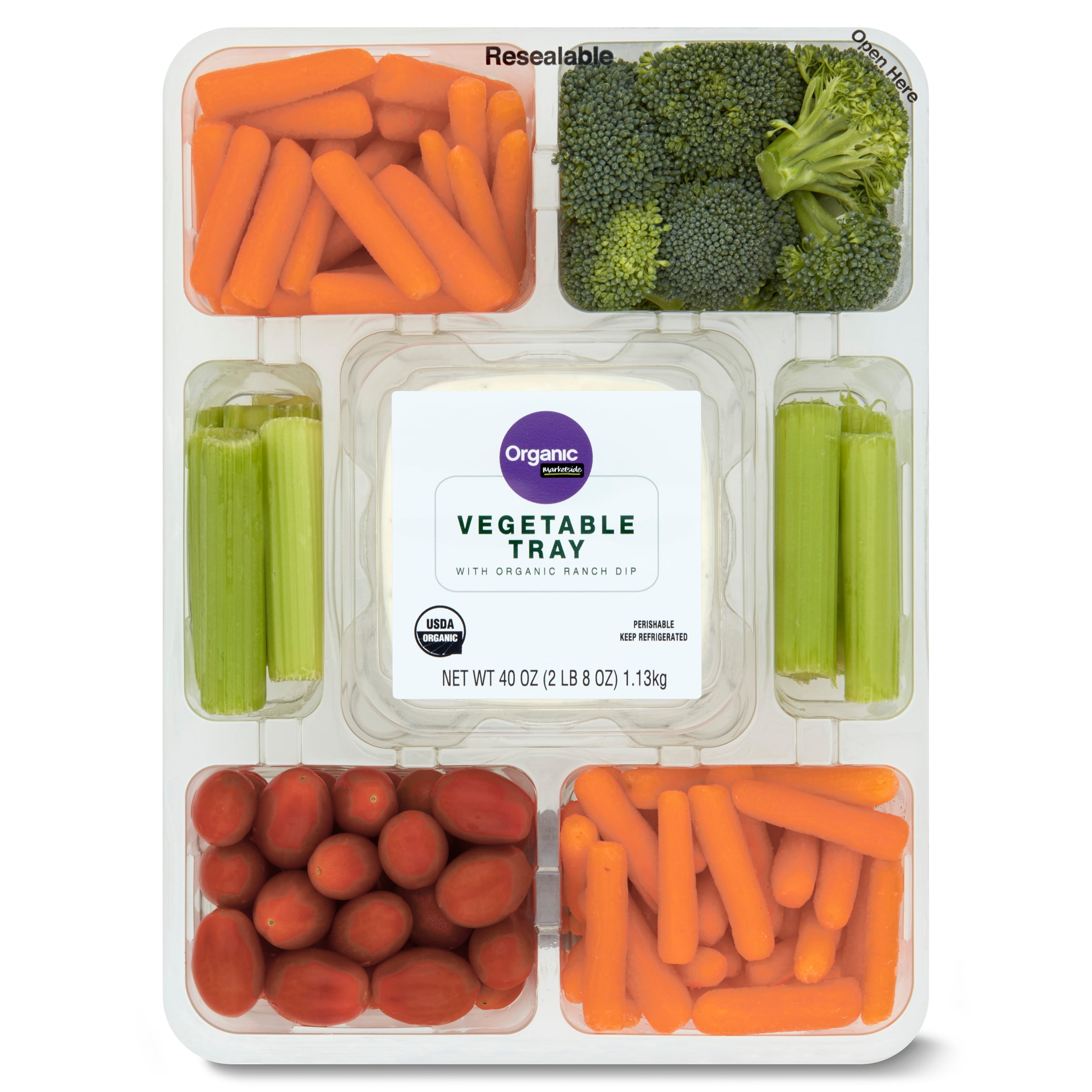 Marketside Organic Vegetable Tray with Organic Ranch Dip, 40 oz
