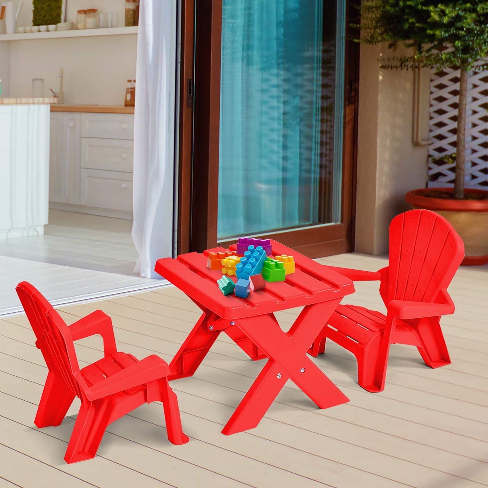 outdoor plastic chair and table set