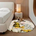 thumbnail image 3 of Round Area Rug 8ft,Farm Bee Gnome Daisy Flower Washable Carpet Non-Slip Runner Accent Rugs Indoor Floor Mat for Bedroom Living Room Decor,Vintage Letter, 3 of 9