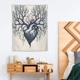 thumbnail image 2 of ONETECH  Surrealistic Tapestry Twin , Human Heart Blooming Tree Leaves Anatomy of Life and Love Concept, Wall Hanging Bedspread Bed Cover Wall Decor, Twin Size, Off White Black, 2 of 7