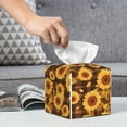 thumbnail image 4 of Kdxio Vintage Brown Plaid Sunflower Print Tissue Box Cover,Square Decorative PU Leather Facial Paper Case Organizer Holder Dispenser for Bathroom,Night Stands,Desk,Car 5.2''X5.2''X5.2'', 4 of 6