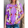 thumbnail image 1 of Nouveaux Hauts Décontractés Boho Aguichant à Col Rond Imprimé Floral pour Femmes, Manches Courtes Vintage, T-Shirts Grande Taille Coldker, 1 of 8
