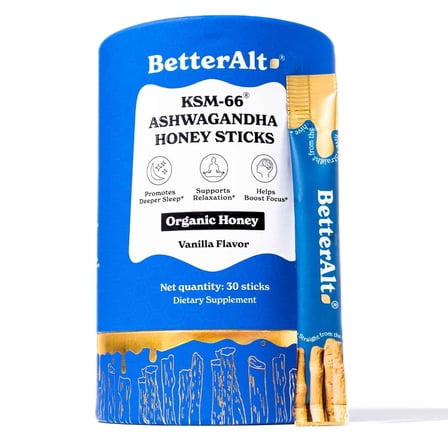 Better Alt KSM 66 Ashwagandha Honey Sticks |Organic Multiflora Himalayan Honey |1 Month Dietary Supplement