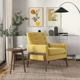 thumbnail image 5 of Steven Mid-Century Modern Tufted Yellow Velvet Accent Armchair, 5 of 7
