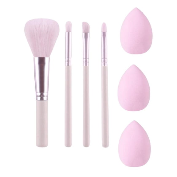 JZROCKER Makeup Brushes Set Professional Makeup Brush Set,4Pcs Synthetic Bristles Make Up Brushes with 3Pcs Makeup Sponge Puff