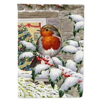 Carolines Treasures ASA2089CHF European Robin at the Window Flag Canvas House Size  Large multicolor