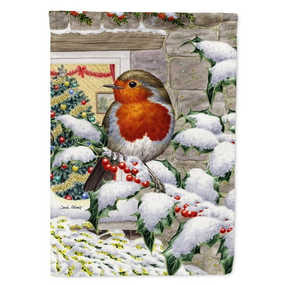 Carolines Treasures ASA2089CHF European Robin at the Window Flag Canvas House Size  Large multicolor
