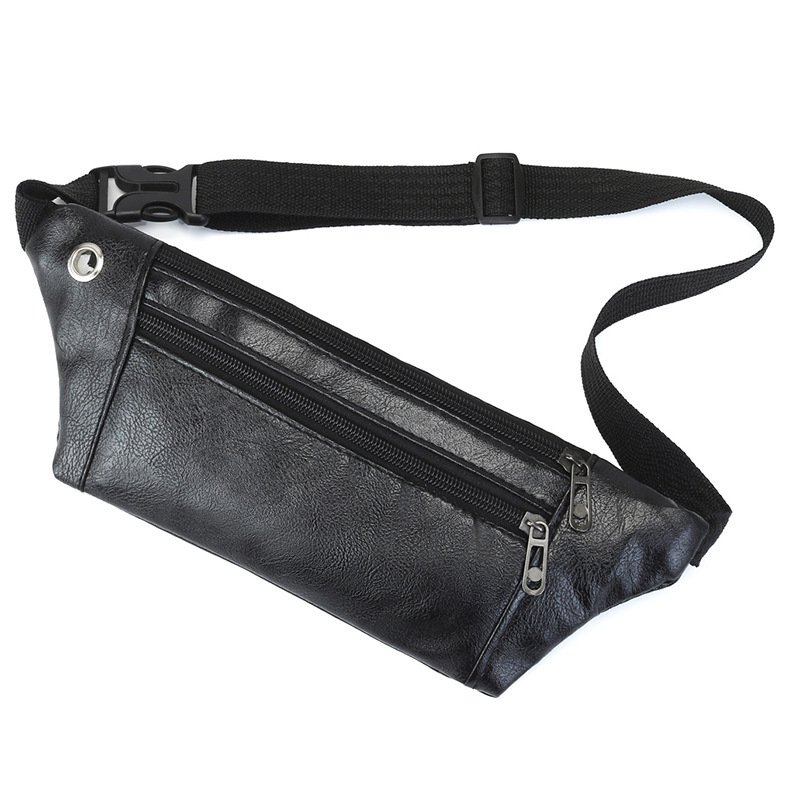 Black Leather Belly Bag Leather Fanny Pack Festival Bag for 