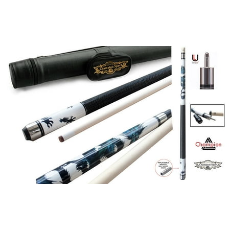 Champion White Dragon Pool Cue Stick with Predator Uniloc Joint, Low Deflection Shaft (17.5 oz, 12 mm, Tiger tip, Black (Best Low Deflection Pool Shaft)