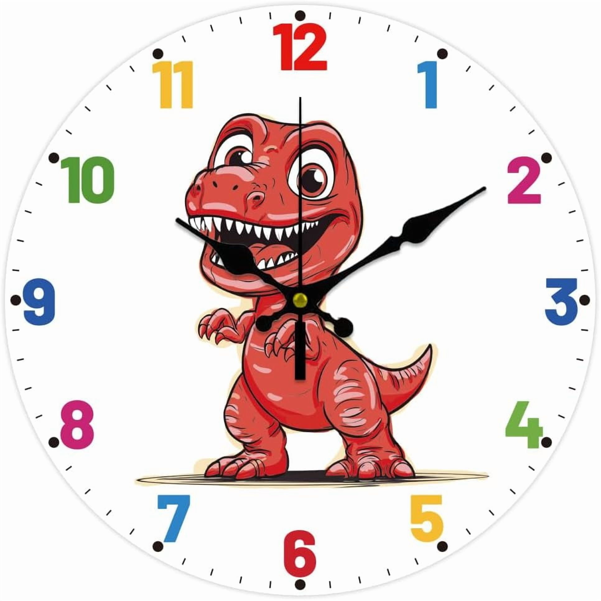 1 pc Dinosaur Wall Clock 12 Inch Battery Operated Wall Clocks Color Paint Non Ticking Silent Clocks