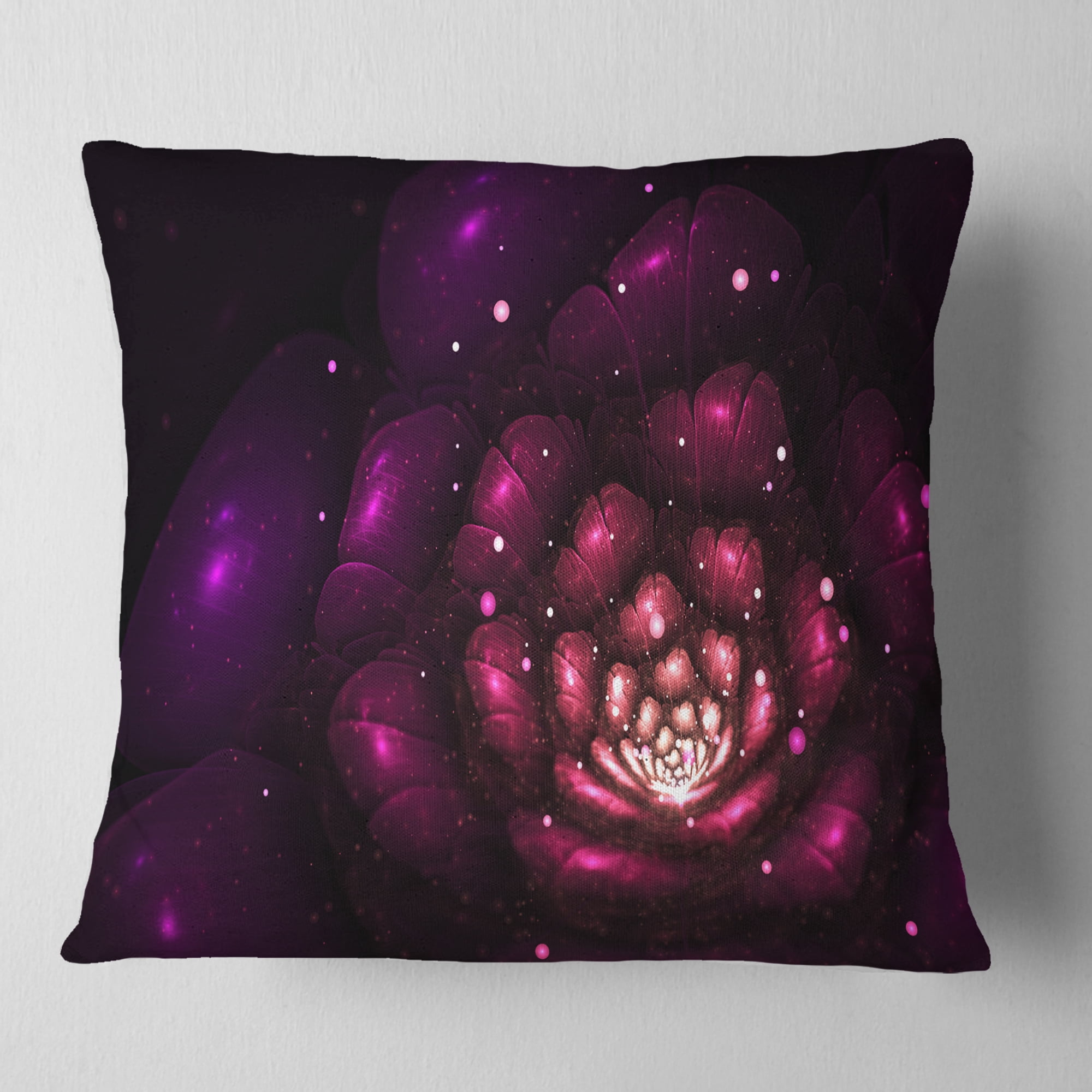 Designart Abstract Fractal Violet Flower - Floral Throw Pillow - 16x16