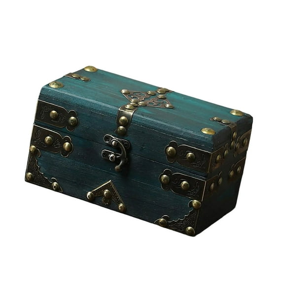 Hinged Lid Wooden Trunk for Home Or Office Use Jewelry and Keepsakes Holder Box with Lock Decorative Storage Chest