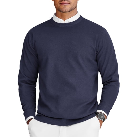 COOFANDY Mens Crew Neck Sweaters Long Sleeve Lightweight Knit Dress Pullover Sweaters