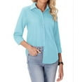 thumbnail image 2 of Siliteelon Button Down Shirts for Women Long Sleeve Wrinkle Free Dress Shirts Work Office Blouse Tops with Pocket Mint Green, 2 of 8