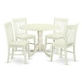 thumbnail image 2 of DLNO5-WHI-W 5 PC Dublin kitchen table set-Dining table and 4 wood seat kitchen chairs, 2 of 7