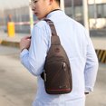 thumbnail image 7 of TNDBKQWR Mens Over the Shoulder Bag Hiking Sling Bag Gifts Under 20 Waterproof Chest Bag Everyday Carry Bag Cross Body Travel Backpack, Brown, 7 of 7