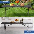 thumbnail image 6 of HaiCube 8 Foot Plastic Folding Table Portable Heavy Duty Rectangular Table with Carry Handle, Indoor Outdoor for Camping Picnic Party Dining, Black, 6 of 9