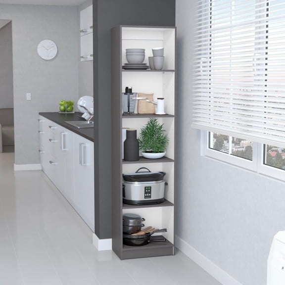 Home Xs Bookcase with 5Tier Shelves and Slim Design Multi-Color Enginereed wood