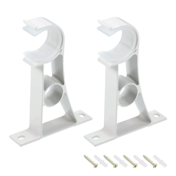 Soporte de barra de cortina de aleación de aluminio 110x78x18mm Spray Blanco 2 Pack