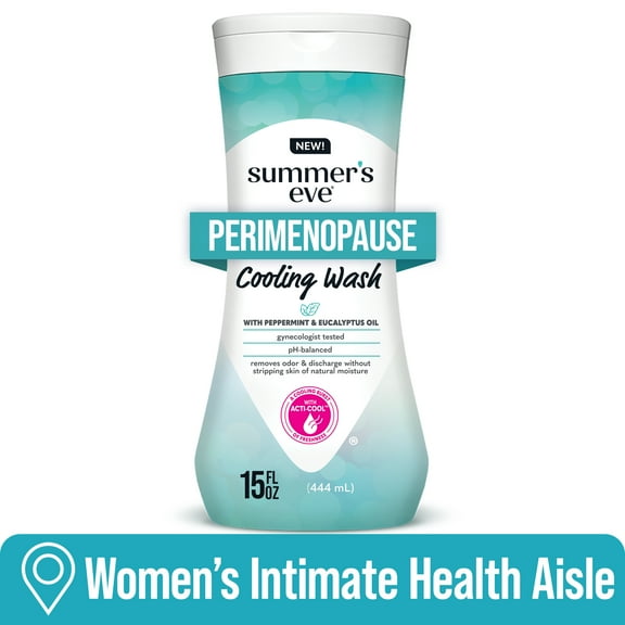 Summer’s Eve, Perimenopause Cooling Wash, Removes Odor, pH balanced Feminine Wash, 15 Fl Oz