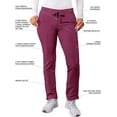 thumbnail image 3 of Adar Addition Scrubs for Women - Skinny Leg Cargo Drawstring Scrub Pants - A6104T - Wine - S, 3 of 7