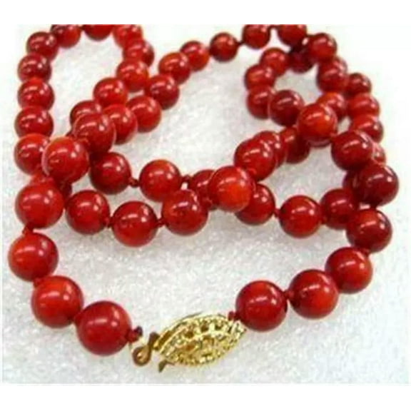 GKNET Genuine 7.5mm Red Sea Coral round beads Necklace 18''##QF563