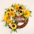 thumbnail image 1 of 40cm-colores de otoño girasol decorativo placa de puerta de girasol de madera corona de fiesta de abeja, 1 of 5