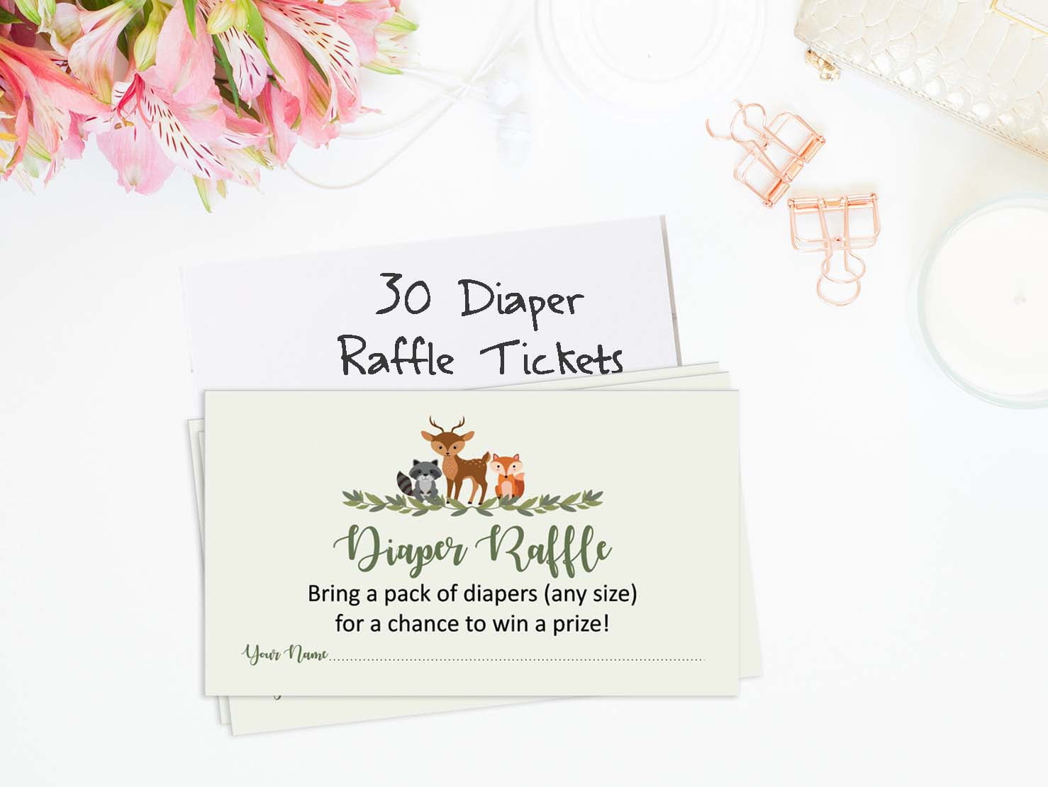 Inkdotpot 30Jungle Animals Baby ShowerDiaper Raffle Ticket Lottery Insert Cards Supplies Games For Baby Shower Party Bring A Pack Of Diapers To Win Favors Gifts And Prizes