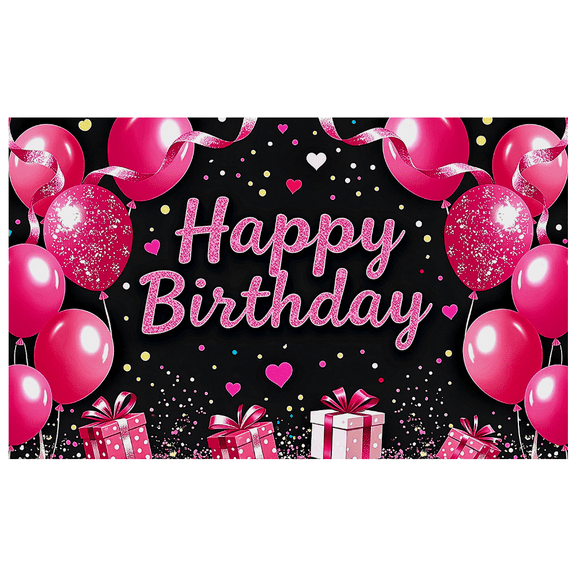 Pink Balloons Heart Shaped Party Backdrop Banner Happy Birthday Celebration Decorations Party Supplies Photography Props Birthday Party Decors