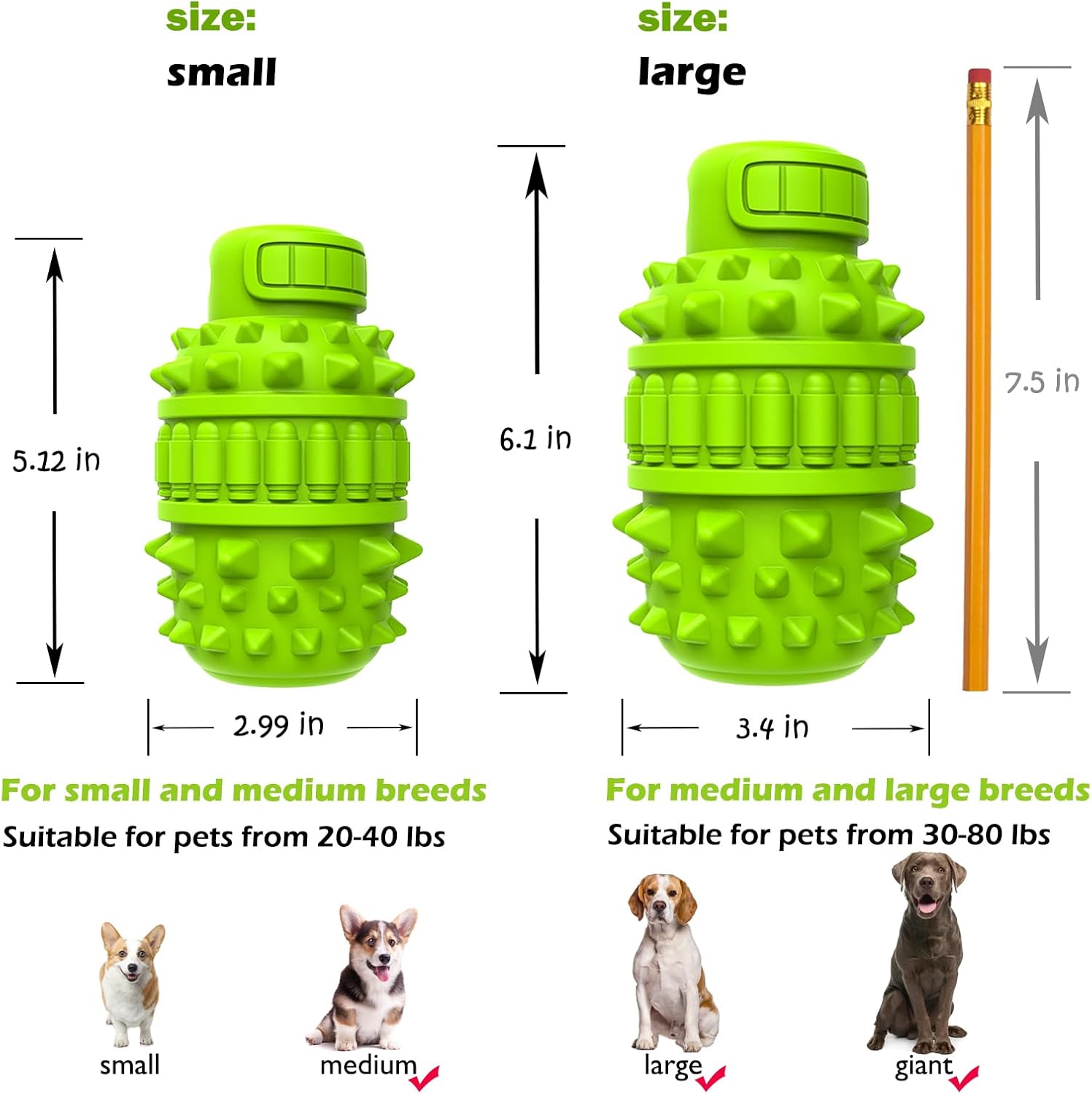 URRU Dog Toy for Aggressive Chewers, Large, Green photo 6