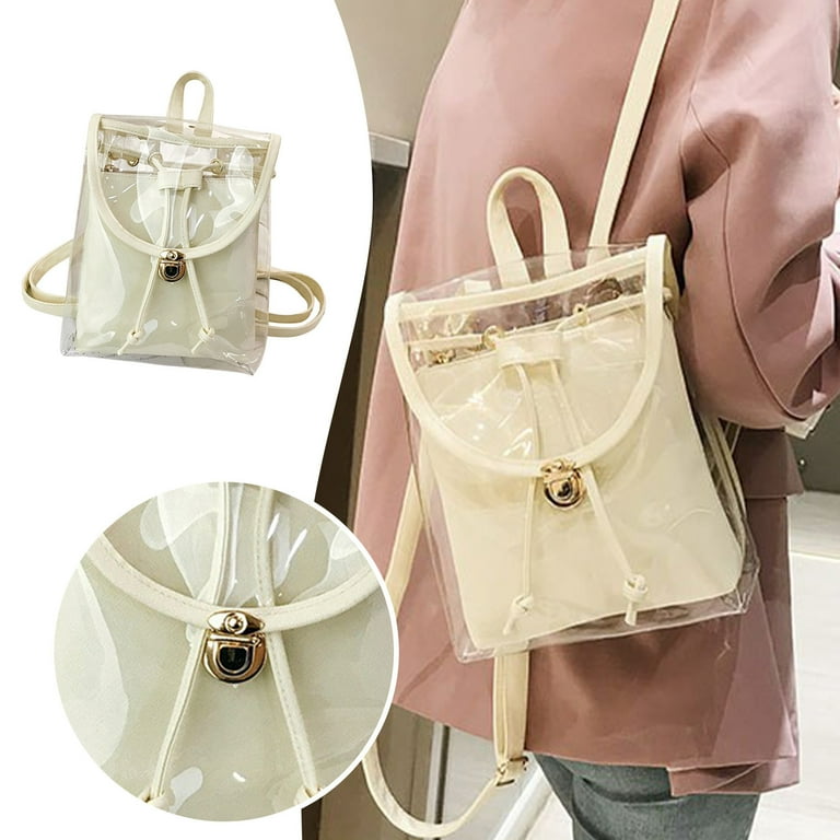 Hovmgk Transparent Handbag with Opaque Zippered Pocket, Clear