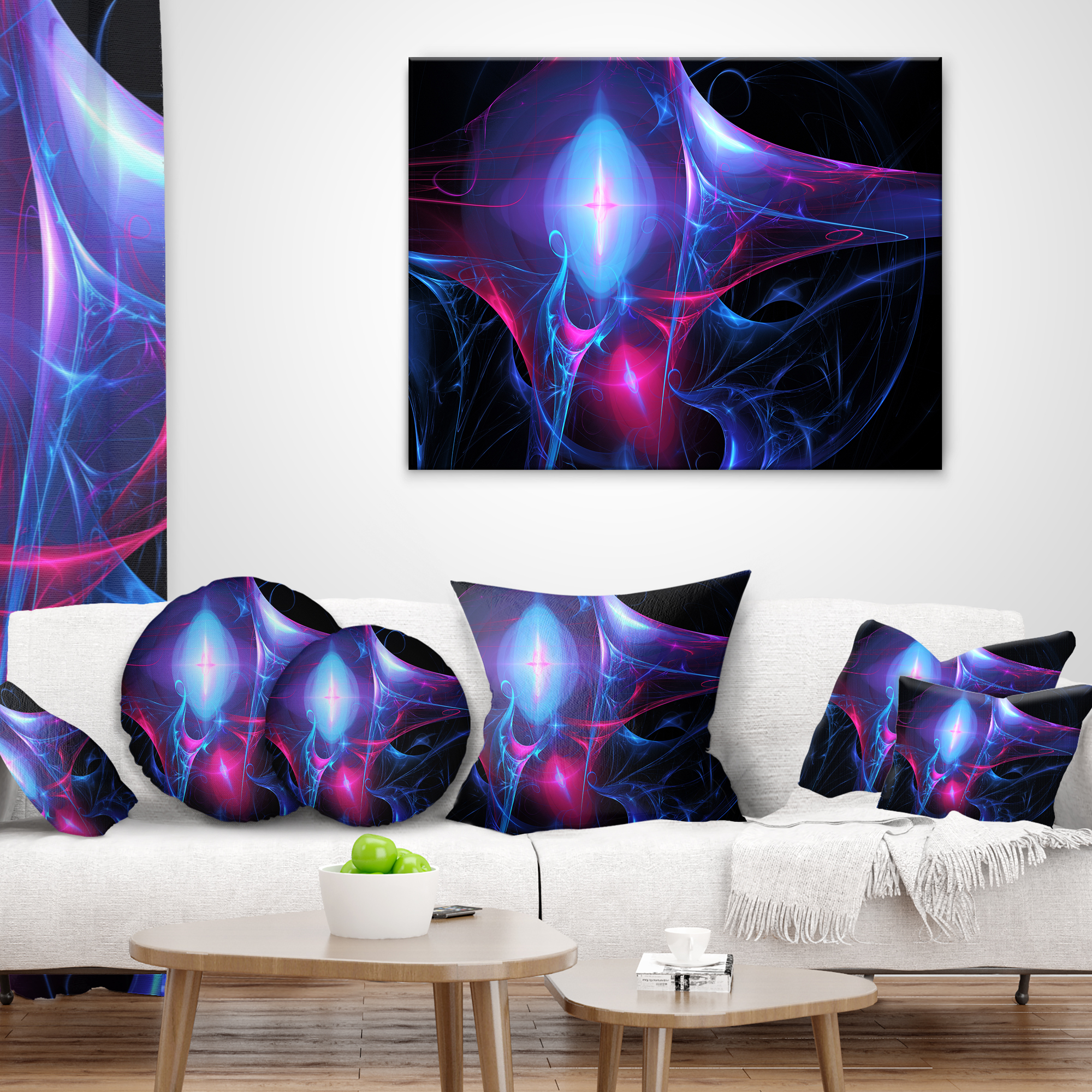 Designart Blue Bright Candle - Abstract Throw Pillow - 12x20